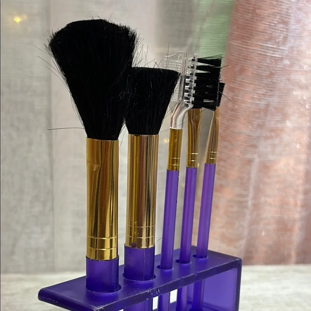 Purple Makeup Brush Set with Holder